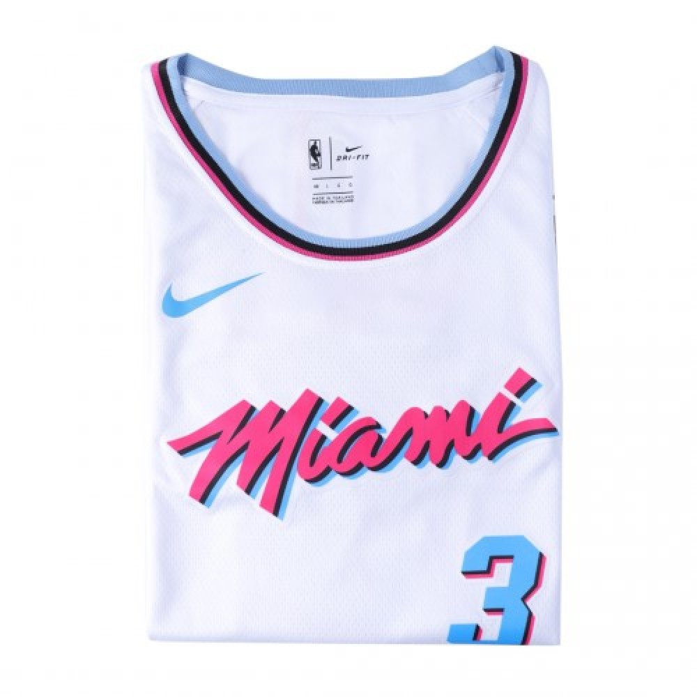 Men's Miami Heat Dwyane Wade #3 White 19-20 Swingman Jersey - City Edition(Round Collar)-Pro Kit Vault | Brand New 26/27 Sports Jerseys